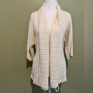 Willi Smith Cream Cardigan‎ with Ribbed Shawl Collar